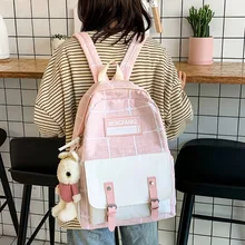 

Girls Boys Canvas Backpack Korean Junior High School Student Schoolbags