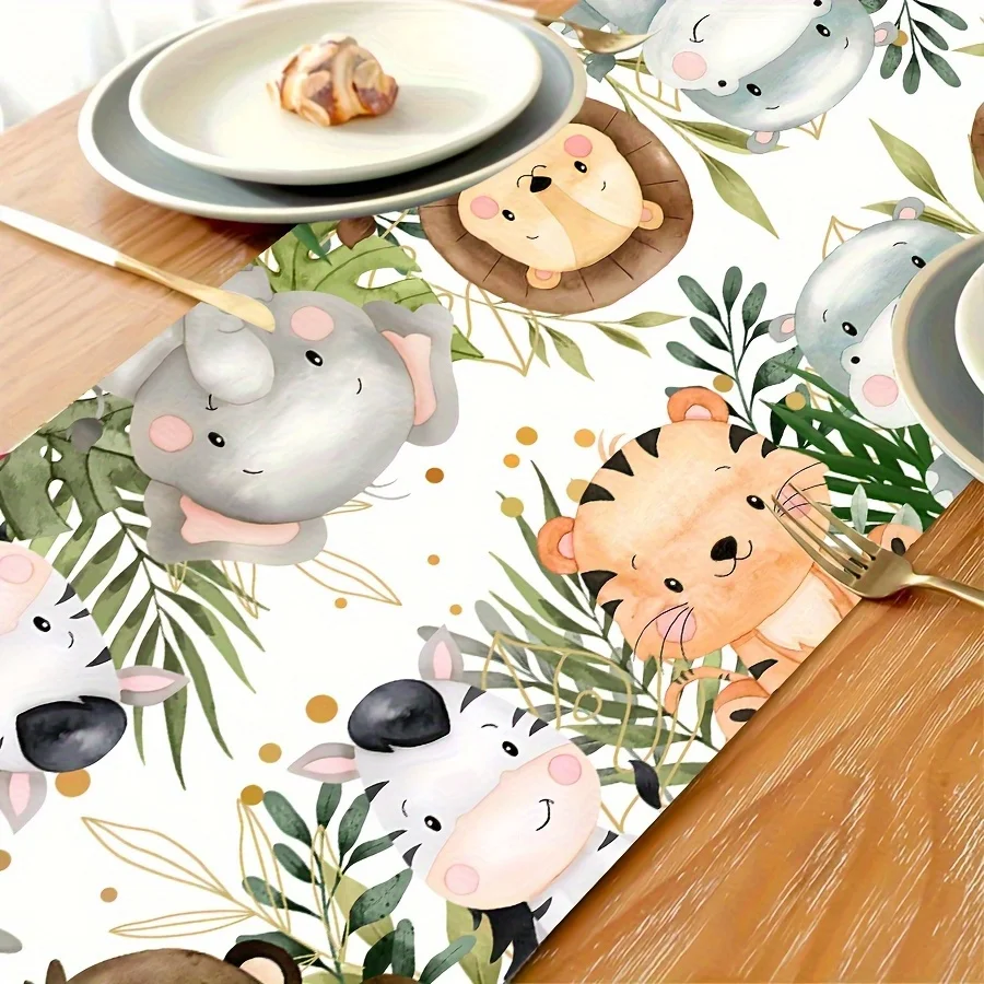 1/3 Stück Dschungeltier-Thema Safari Happy Birthday Party Dekoration Baby Shower Banner Hintergrund Deko Affe Giraffe Geschenk – Detail 4