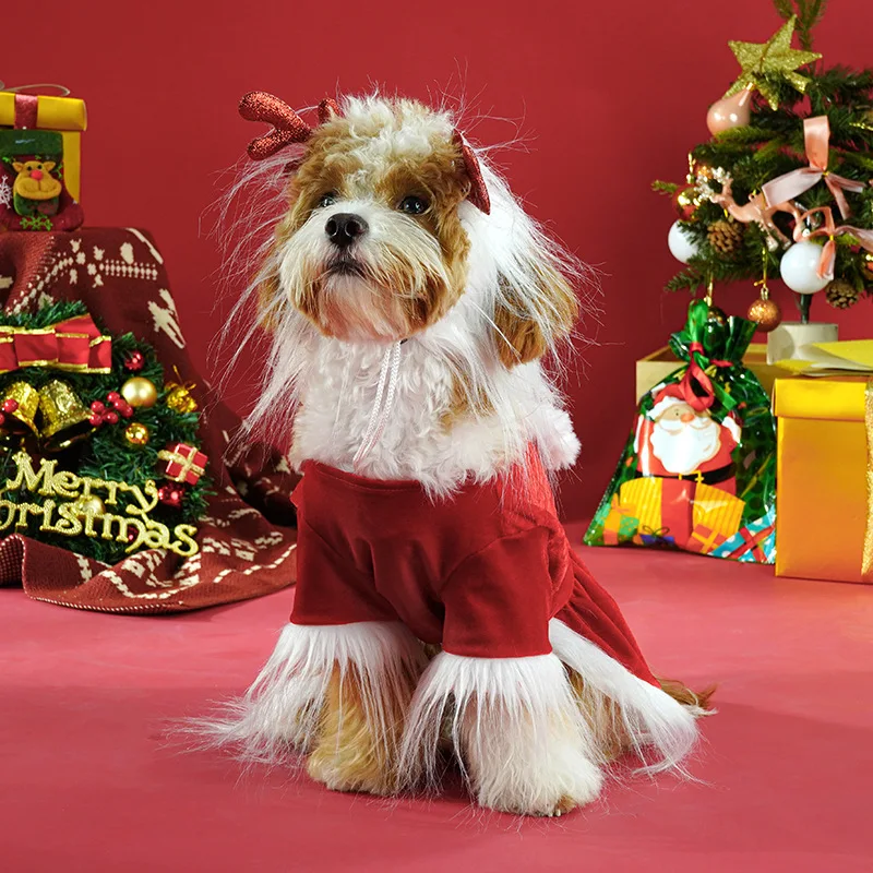 Pet Clothes Christmas Party Set Holiday Dress Up Funny Small and Medium Dog Clothes
