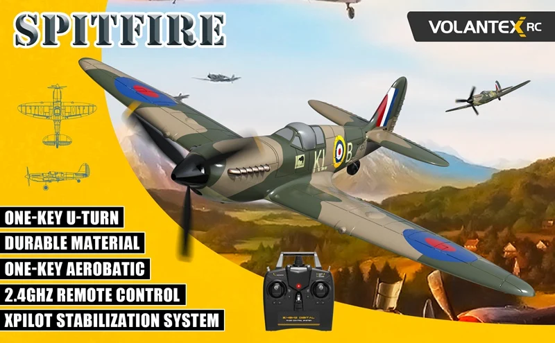 Amazon.com: VOLANTEXRC RC Plane Spitfire Fighter 4CH Remote