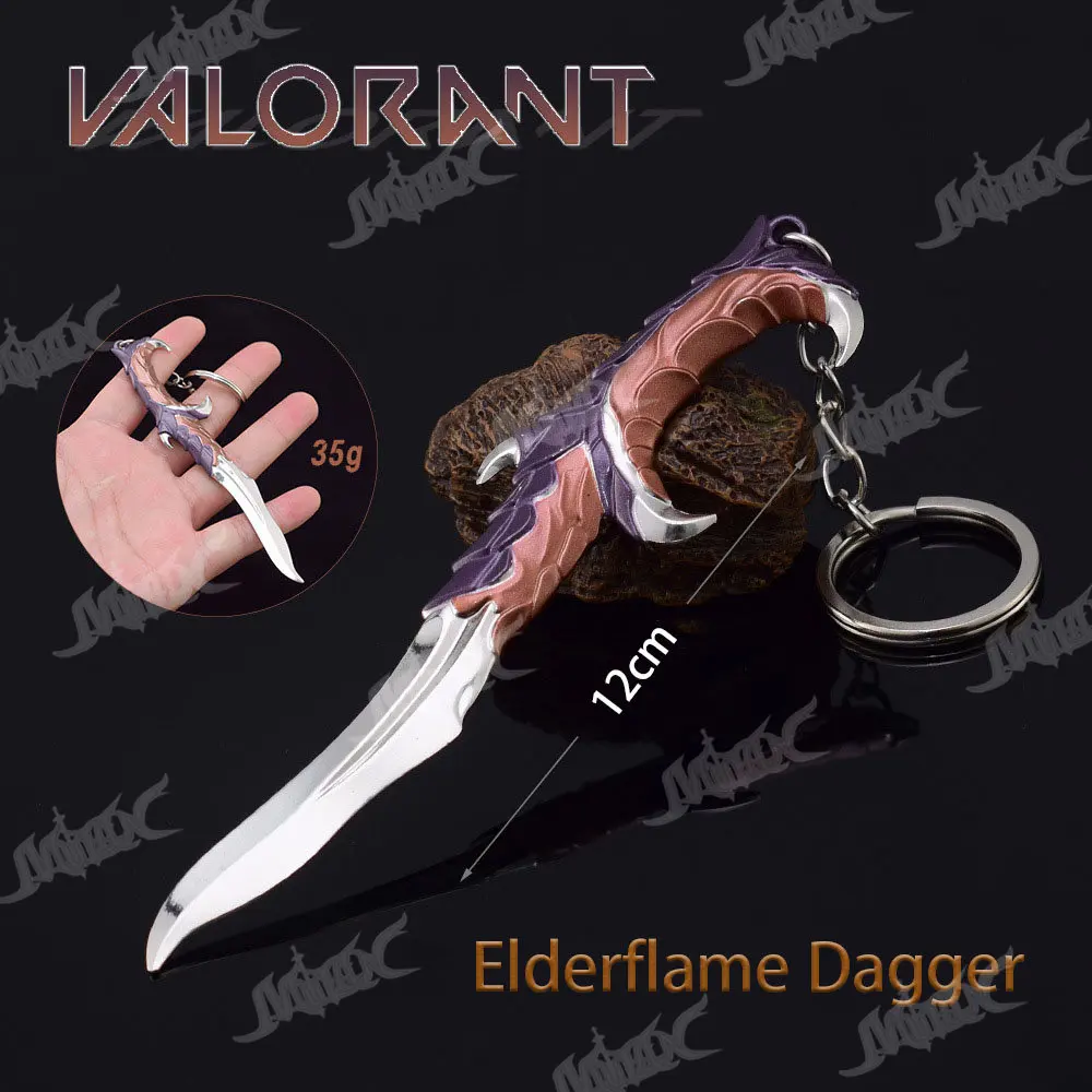 Valorant Weapon Reaver Elderflame 12cm KeyChain Uncut Alloy Bali Song Karambit Model Game Japanese Samurai Sword Model Toy Kids