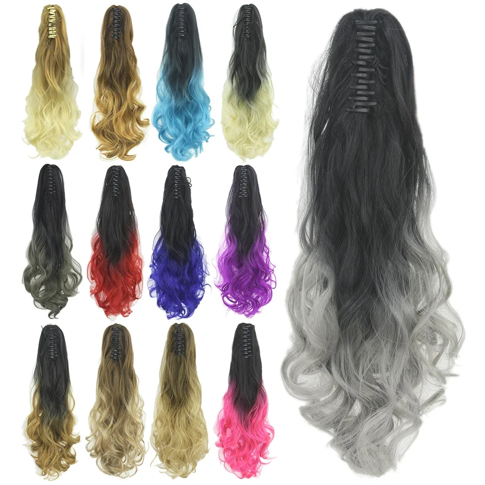 

Curly Brown Ombre Claw Ponytail Synthetic Hair Long Clip In Hair Extension Hairpiece Pony Tail Postizos Cabello Coletas