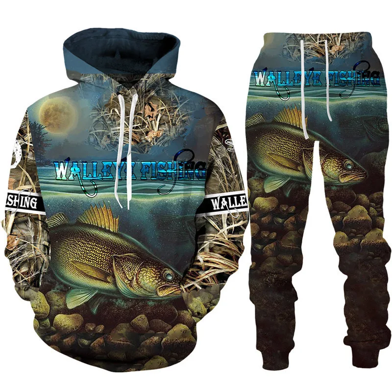 Men's Autumn 3D Printed Hoodie Pant Sets Casual Sweatshirts Sweatpants