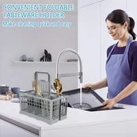 Multifunctional Dishwasher Basket Universal Foldable Cutlery Holder Dishwasher Basket Accessory Knife and Fork Storage Basket 6