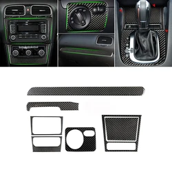 For VW Golf 6 MK6 Car Carbon Fiber Center Control Panel Air Vent Gear Shift Frame Headlight Switch Ashtray Box Cover Inner Trim
