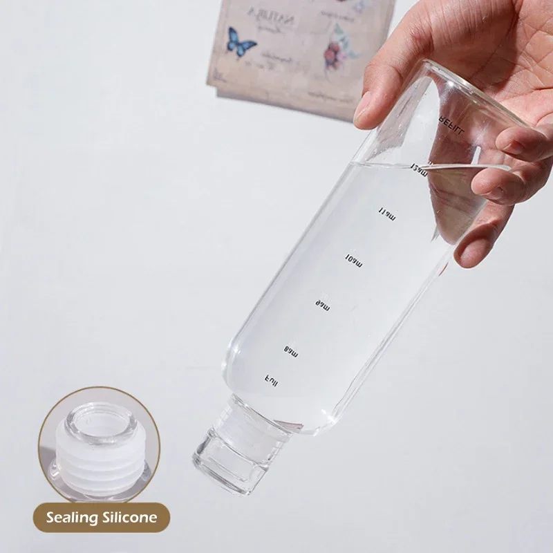 500/750ml Transparent Plastic Water Bottle Time Marker Creative Large Capacity Leakproof Milk Cup Drinkware Kid School Gym Sport 3