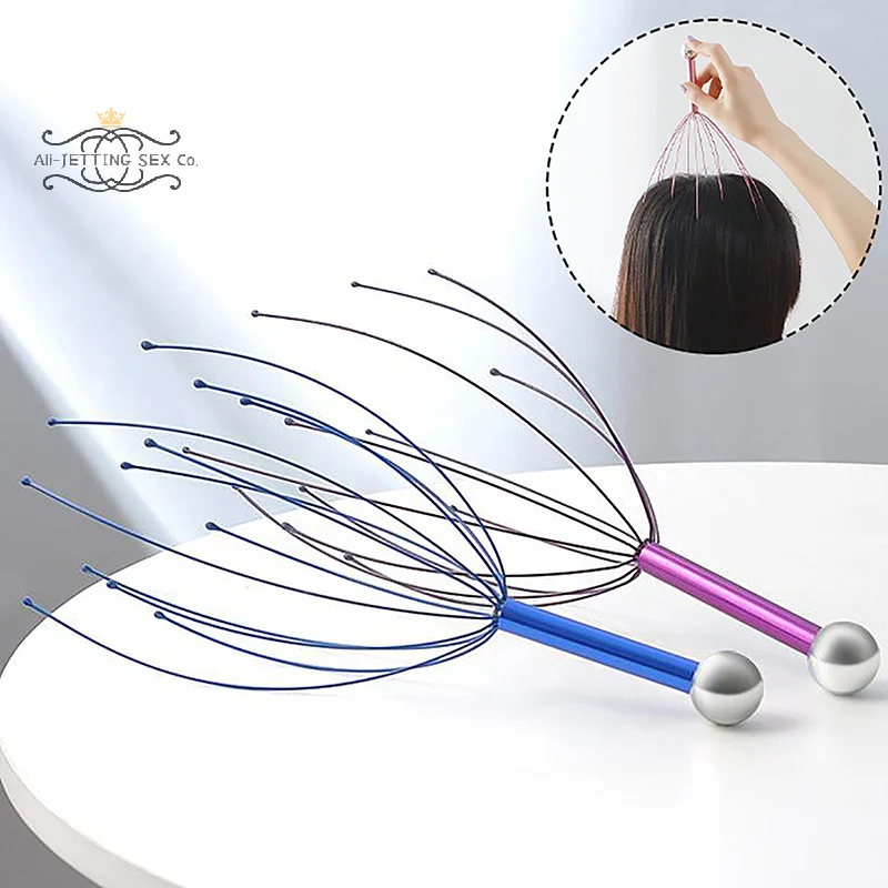 

Массажер Для Головы Осьминог с металлической ручкой, релаксационный скребок для головы и кожи головы, снимает напряжение, инструменты для ухода за здоровьем