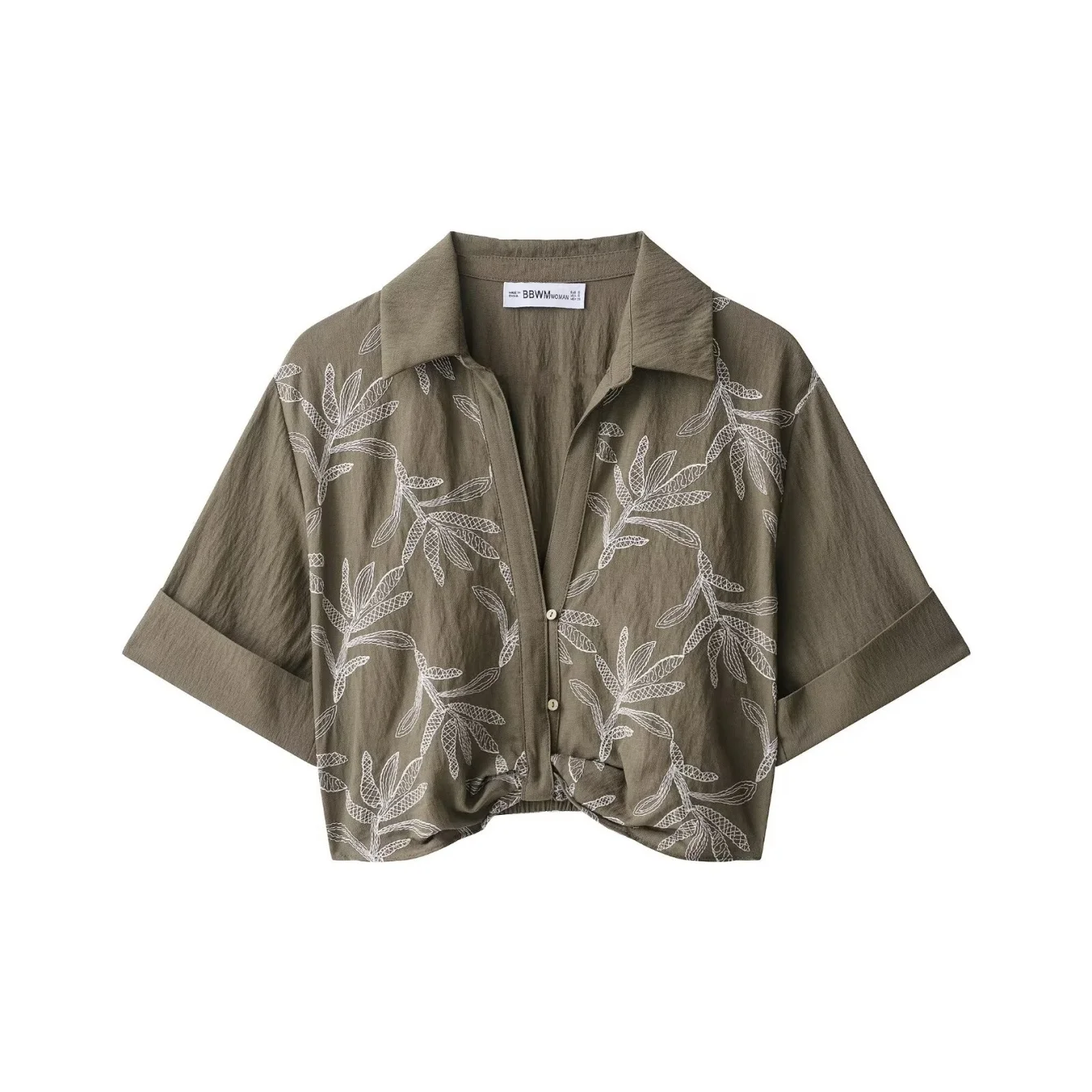 Women Shorts Set Retro Casual Style 2025 Autumn Chic Women Embroidered Army Green Short-Sleeved Shirt Or Mini Shorts