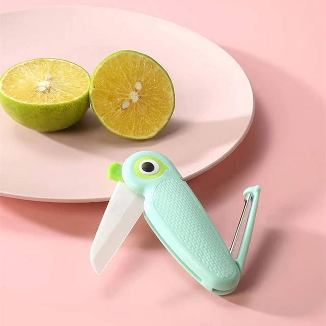 Couteau en céramique pliant de type oiseau mignon, couteau de poche  portable, éplucheur multifonctionnel pour fruits et légumes, coupe-viande,  1 PC