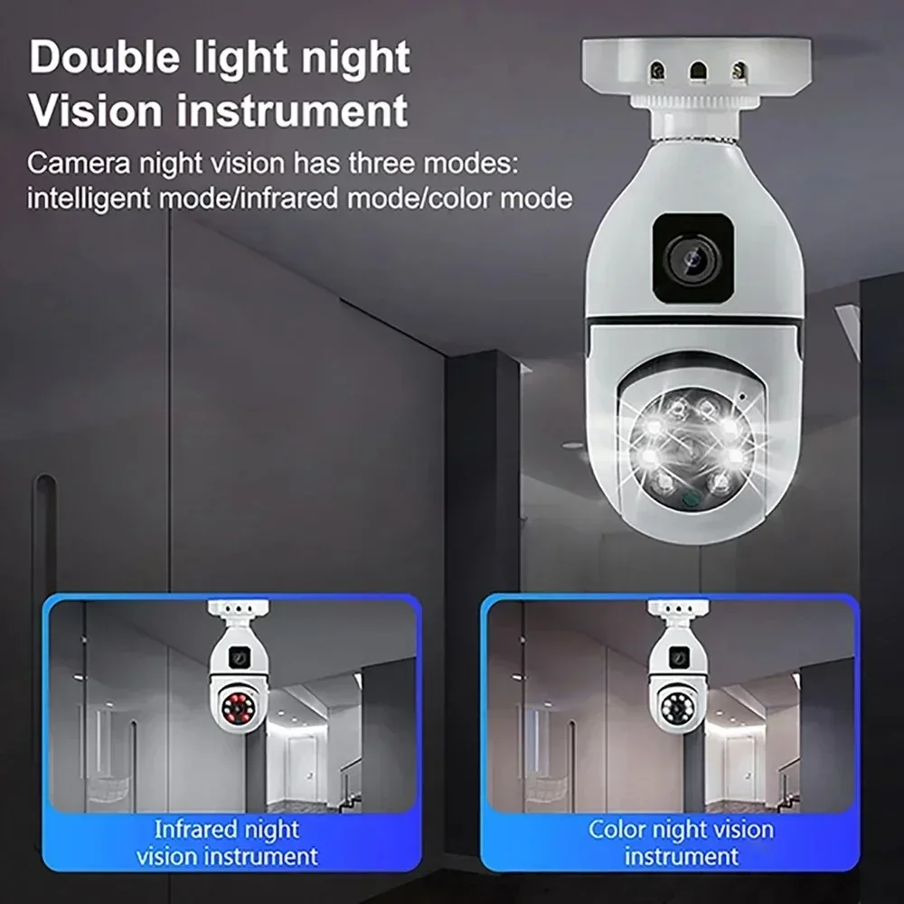 WiFi IP Camera E27 Bulb Cam 8MP Wireless Baby Monitor AI Tracking Security Video Surveillance Pet Cameras 5MP SmartLife Indoor 4