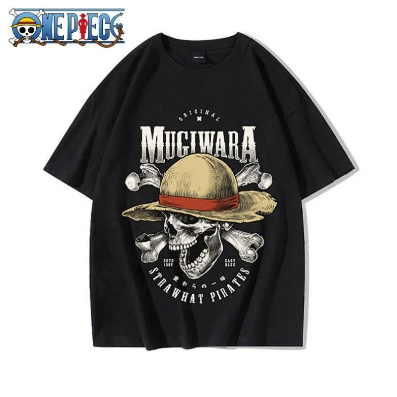 

One Piece joint animation peripheral T-shirt male skull Luffy printing personality youth trend cotton summer short sleeve