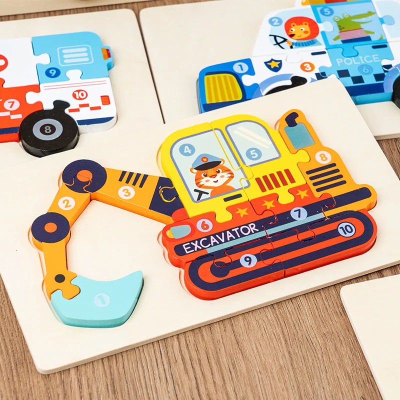 

Children's Wooden Puzzle Early Education Enlightenment Transportation Jigsaw Puzzle Montessori Educational Toys for Boys Gift