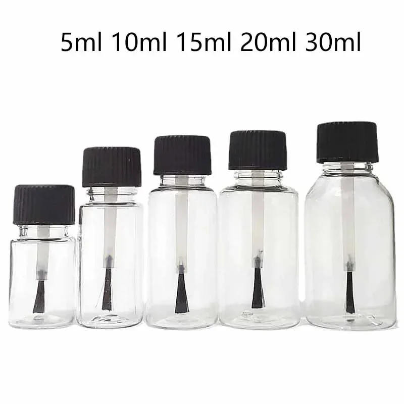 Plastic Nail Polish Bottles Empty Cosmetic Containers Clear Liquid Sample Bottle With Brush 5/10Pcs 5ml 10ml 15ml 20ml 30ml refillable nail bottle,makeup empty bottle,cosmetic bottle,cosmetic sample container,cosmetic dispenser bottle,refillable cosmetic bottle,cosmetic bottle set,mini cosmetic bottle