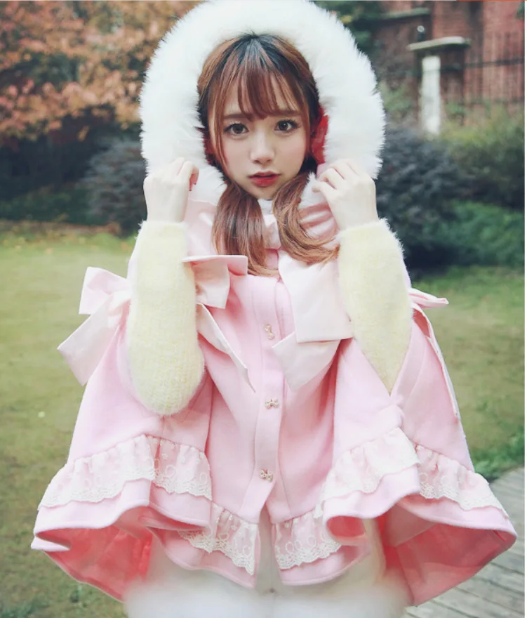 【美品✨】COS コス ウール混 ケープ ポンチョコート リバー仕立て ピンク 女性用ウールミックスキャプティー,ポンチョ,ケープ,ファー
