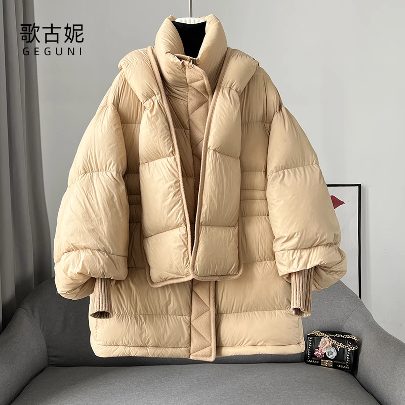 Women's Winter Ultra-Long over-the-Knee Cold Super Thick White Goose down down Jacket for Women