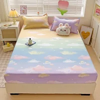 Brushed Fitted Sheet Elastic Bedsheet for Home Breathable Bed Linen sabanas para cama Simple Style Bed Covers (No Pillowcase) 1
