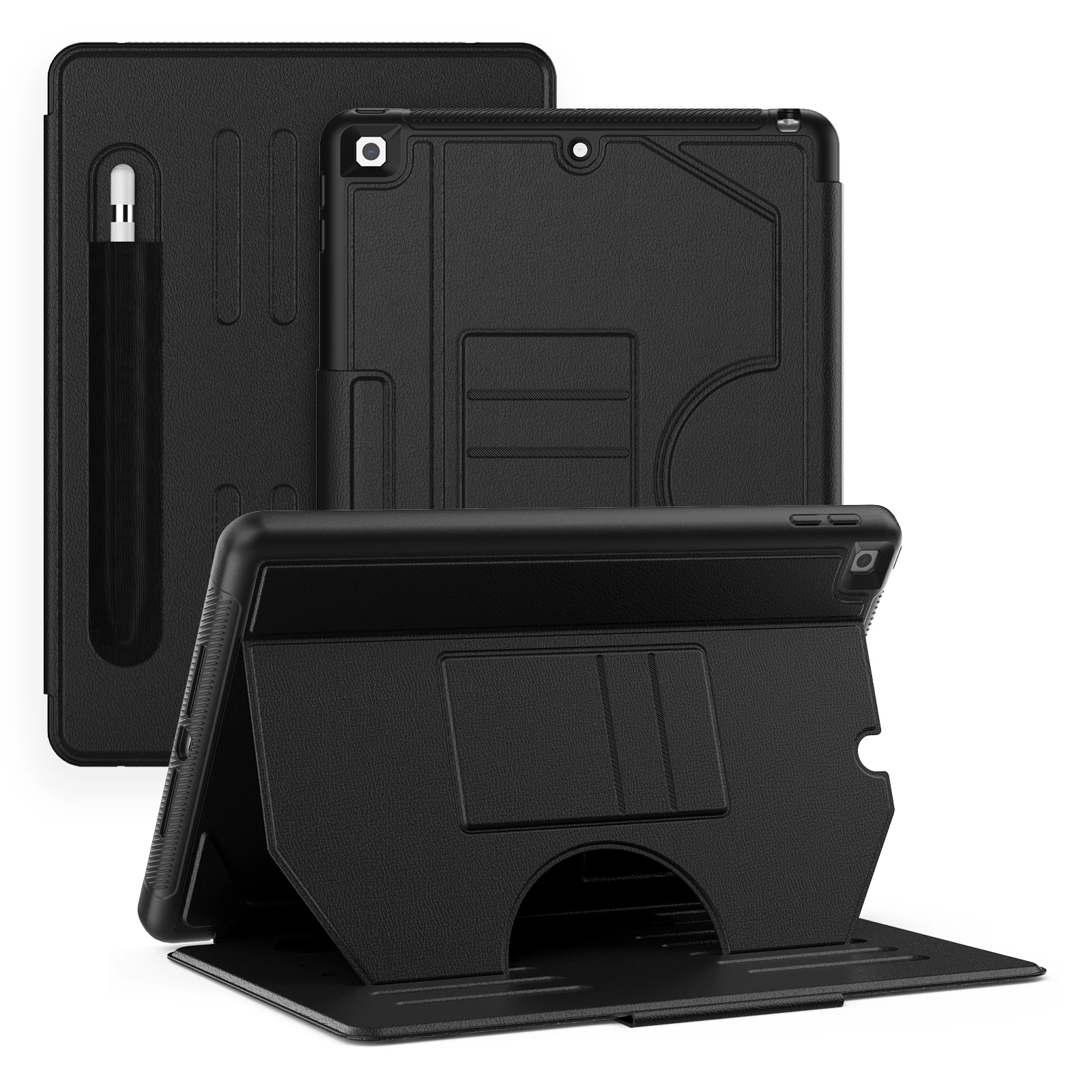 Premium Leather Folio Case with Card and Pen Slots - Multi-Angle Stand & Full Protection