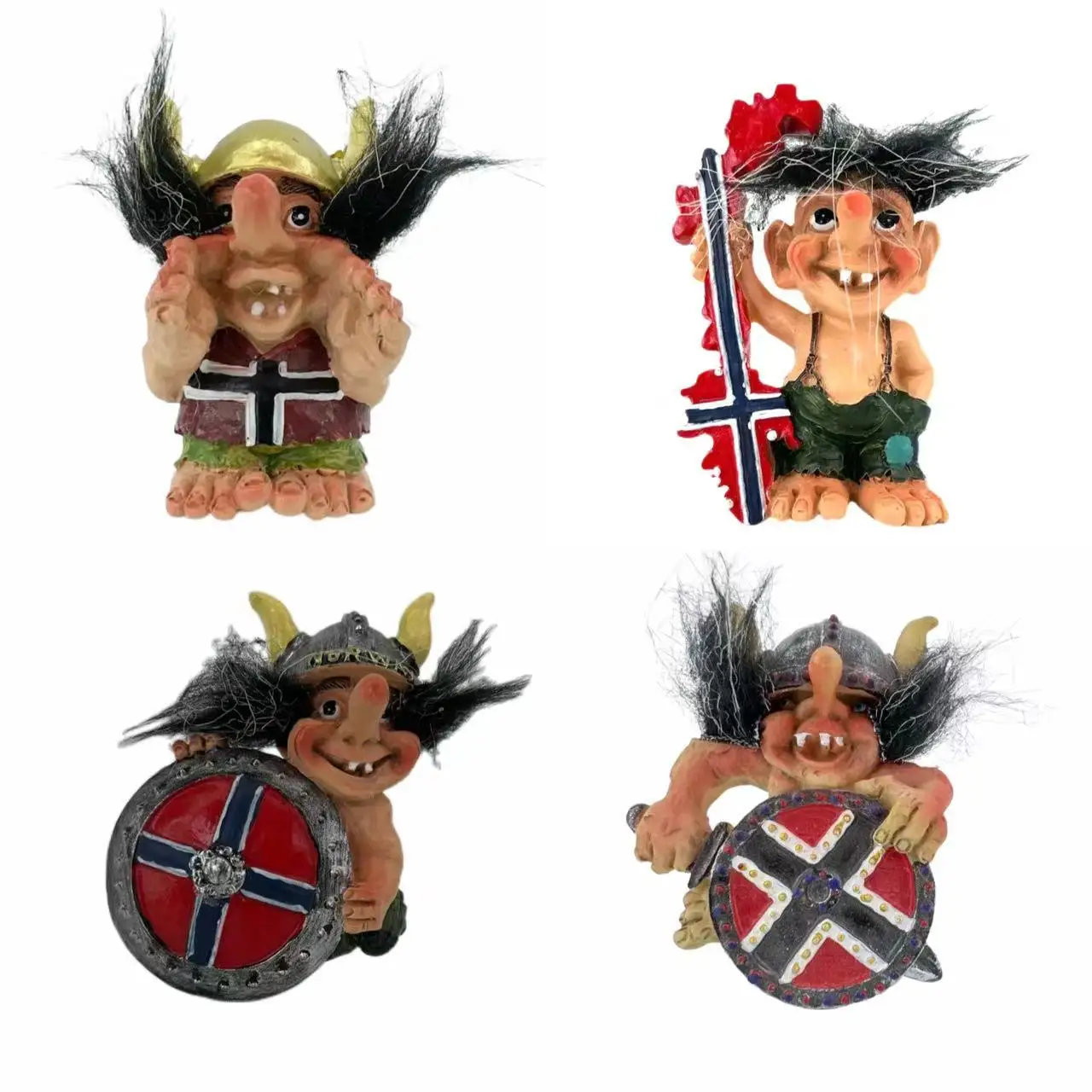 Magneti Frigo Norvegese, Guerrieri Vichinghi, Troll, Troll 3D Resina Magnetica Decorazione Della Stanza Regali Artigianato Dipinto A Mano
