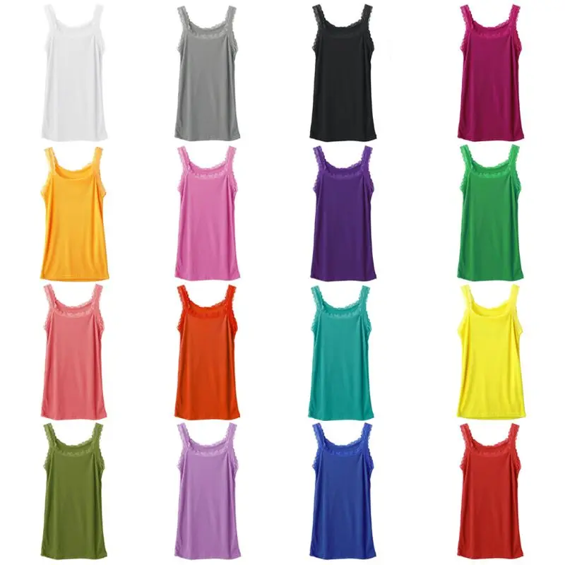 

Women Summer Sleeveless for Tank Top Bright Solid Candy Color Basic Camisole Flo DropShip