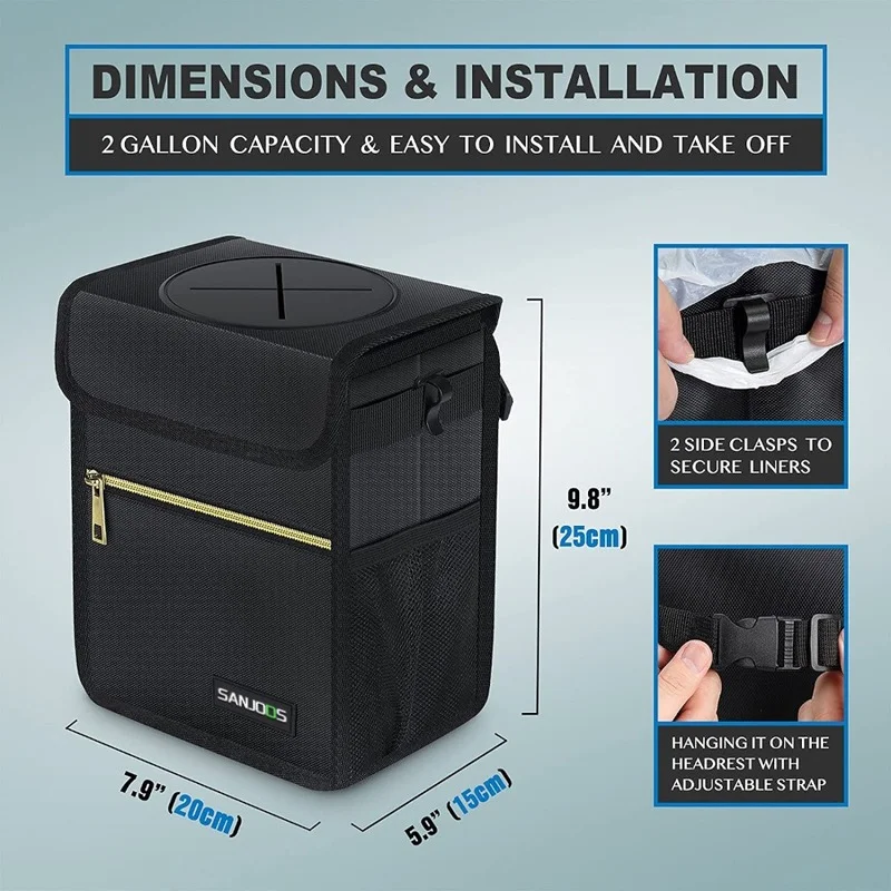 Car Universal Trash Can Seat Back Trash Can Waterproof Multi-function Auto Parts Auto Organizer Cleaning and Finishing