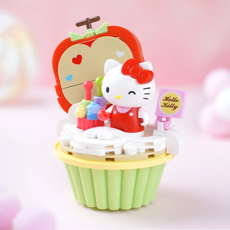 Sanrio Hello Kitty MyMelody Cinnamoroll Pompompurin Kuromi Cake shape Building Blocks Girl Small Children Educational Toy Gifts