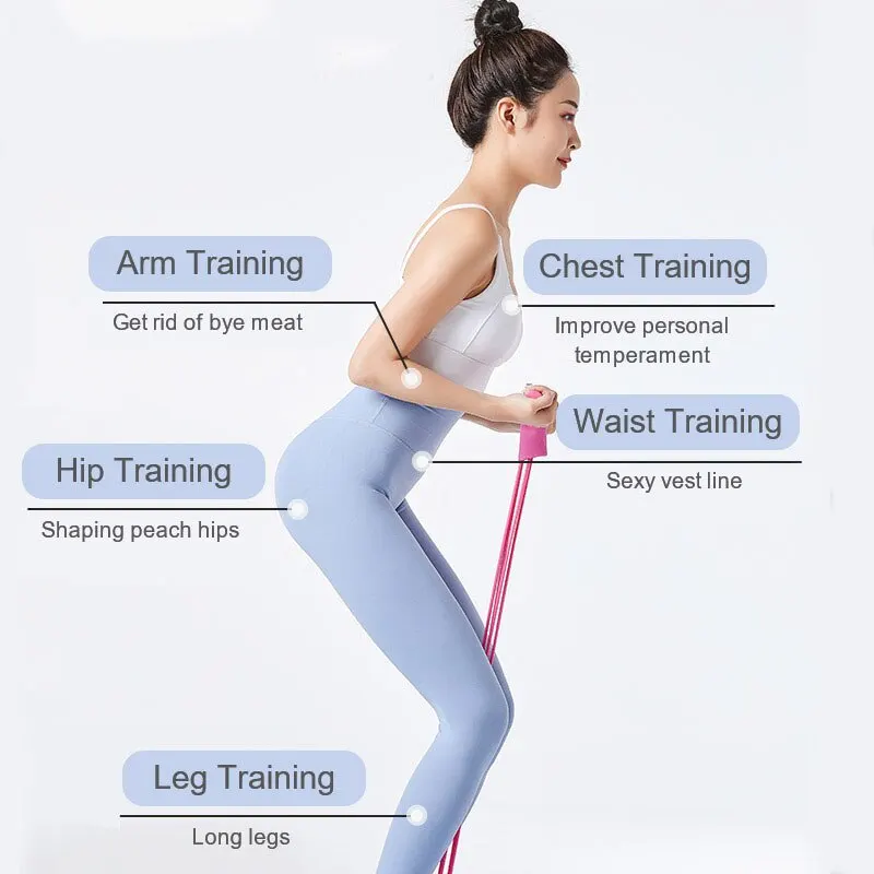 Fitness Resistance Bands Multi Function Tension Rope Bands 4 Tube Elastic Pedal Puller