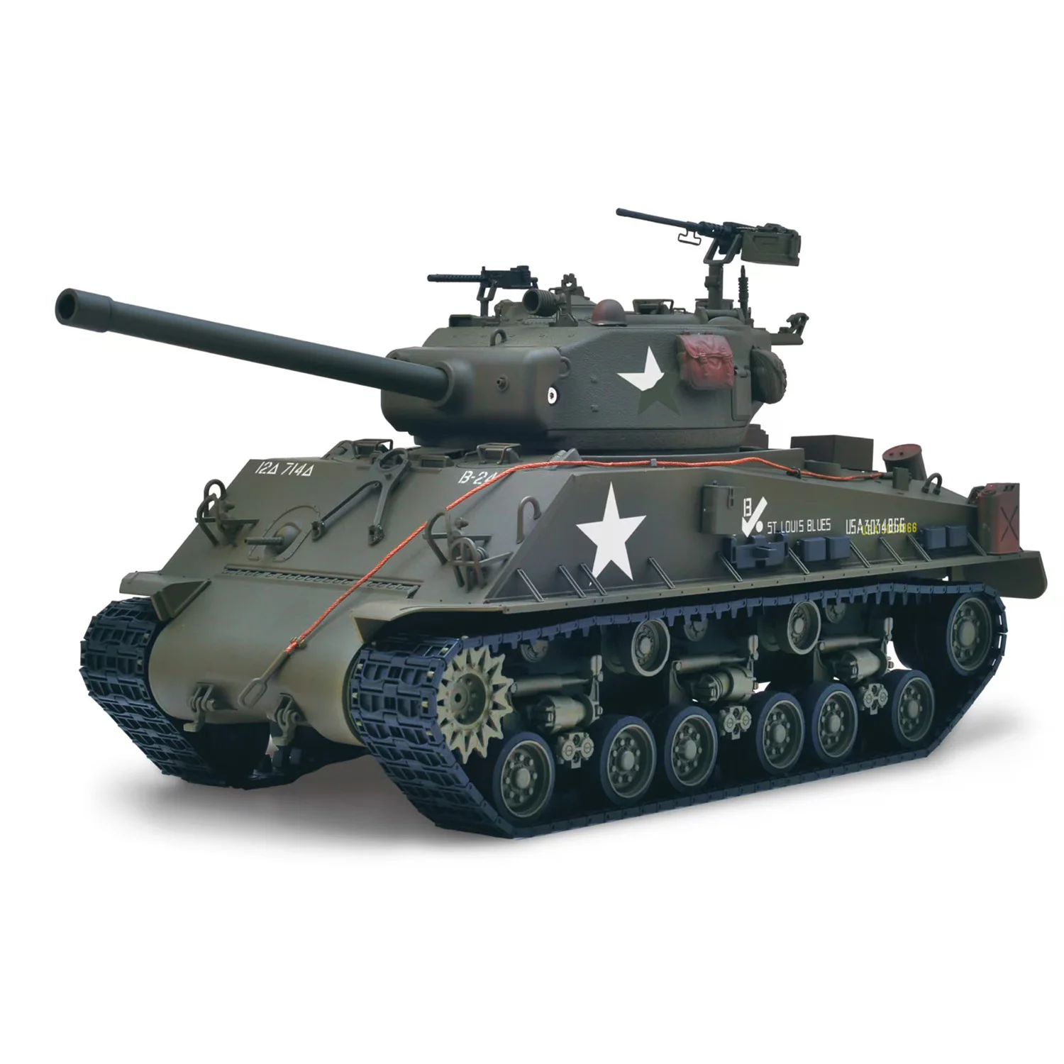 Robot Tank RC en action sur un terrain rocailleux, soulevant de la poussière avec ses chenilles crantées.