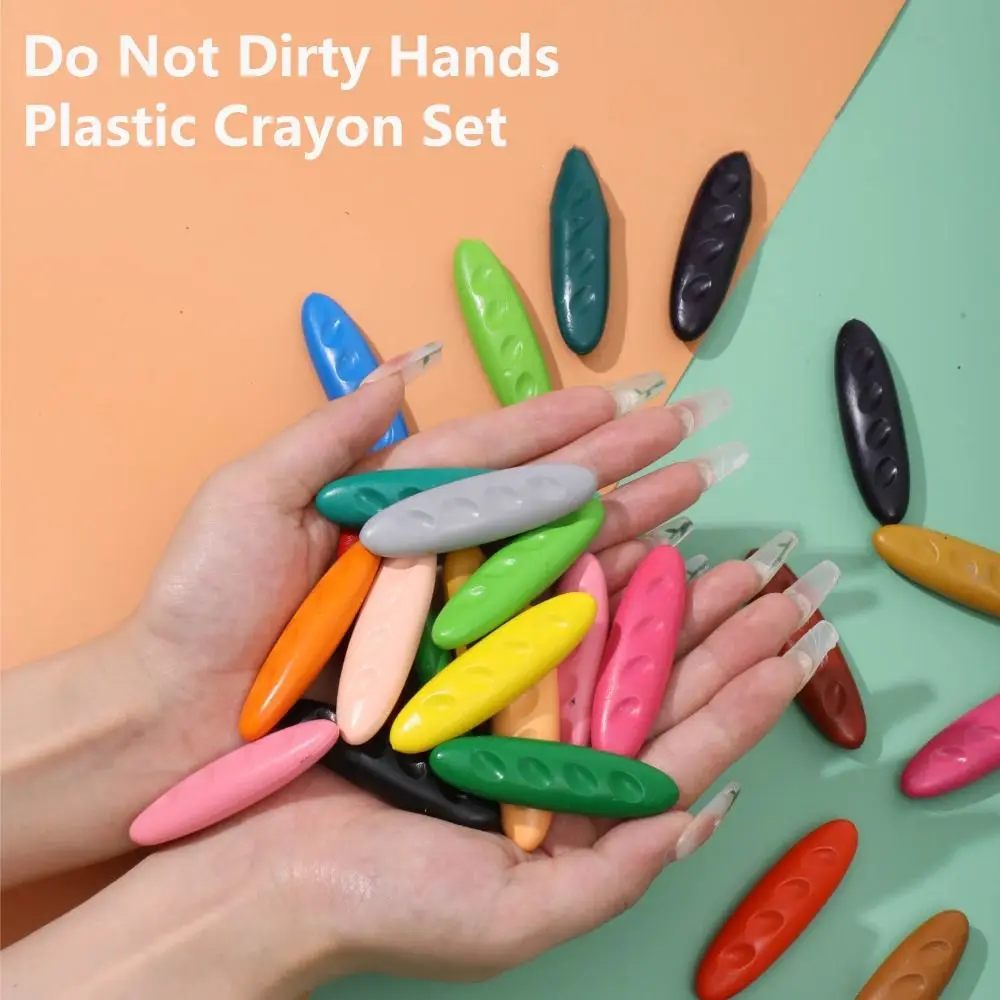 Colored Crayons 12/24/36 Colors Plastic Crayon Do Not Dirty Hands Washable Painting Tools Erasable Peanut Shaped Wax Pencil Baby