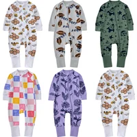 Kids Bamboo Fiber Pyjamas Sets Newborn Baby Boy Girl Onesie Long Sleeve Print Sleepwear Clothes Toddler Loungerwear Outfits