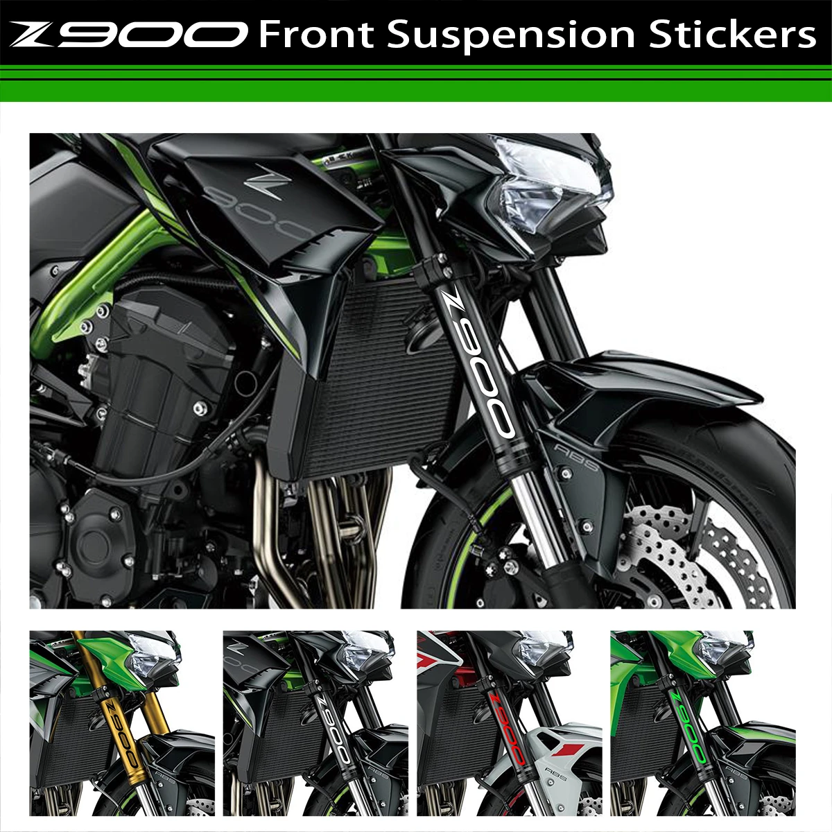 Vinyl Reflective Motorcycle Green StickersFront Suspension Decals Logo
