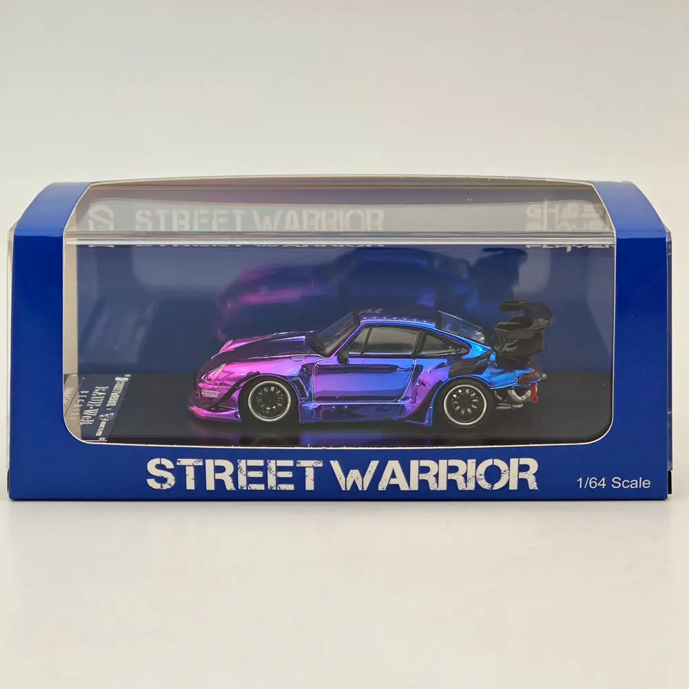 STREET WARRIOR SW 1/64 for 993 RWB Gradient Chrome Purple Diecast Models Car Toy Limited 499 Collection Auto Gift 