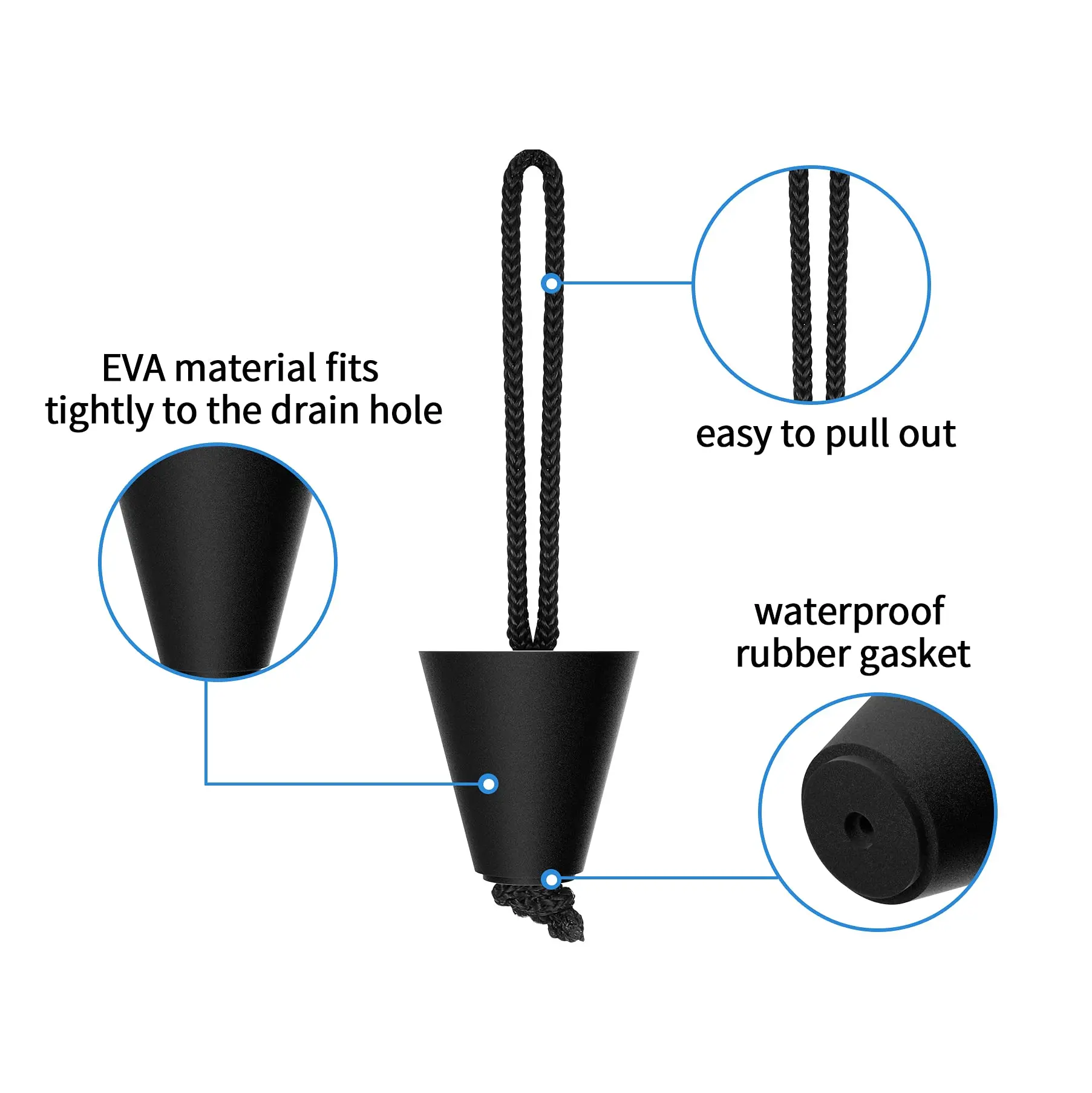 Tappi per kayak Hikeen Tappi per imbottitura Tappi di scarico per kayak con cordino Tappi per kayak per sedersi sulla parte superiore - immagine 2