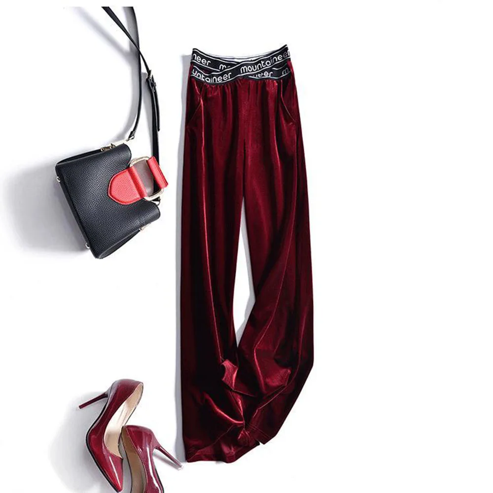 Golden Velvet Wide-leg Pants For Women In Autumn And Winter Are Loose And Slim. Straight Micro-trumpet Fashion Casual Pants.