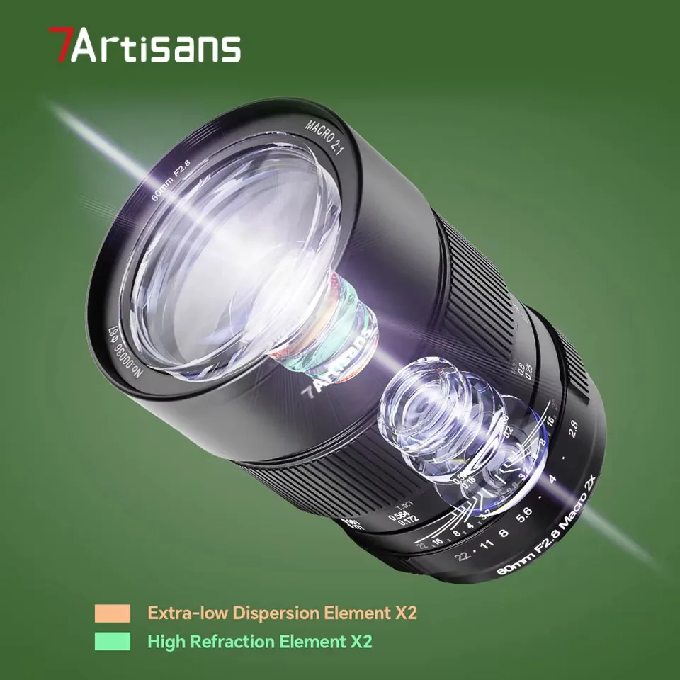 7artisans 60mm F2.8 풀프레임 매크로 2배 수동 초점 단렌즈 X 배율 매크로 렌즈 (, 니콘, 캐논용)