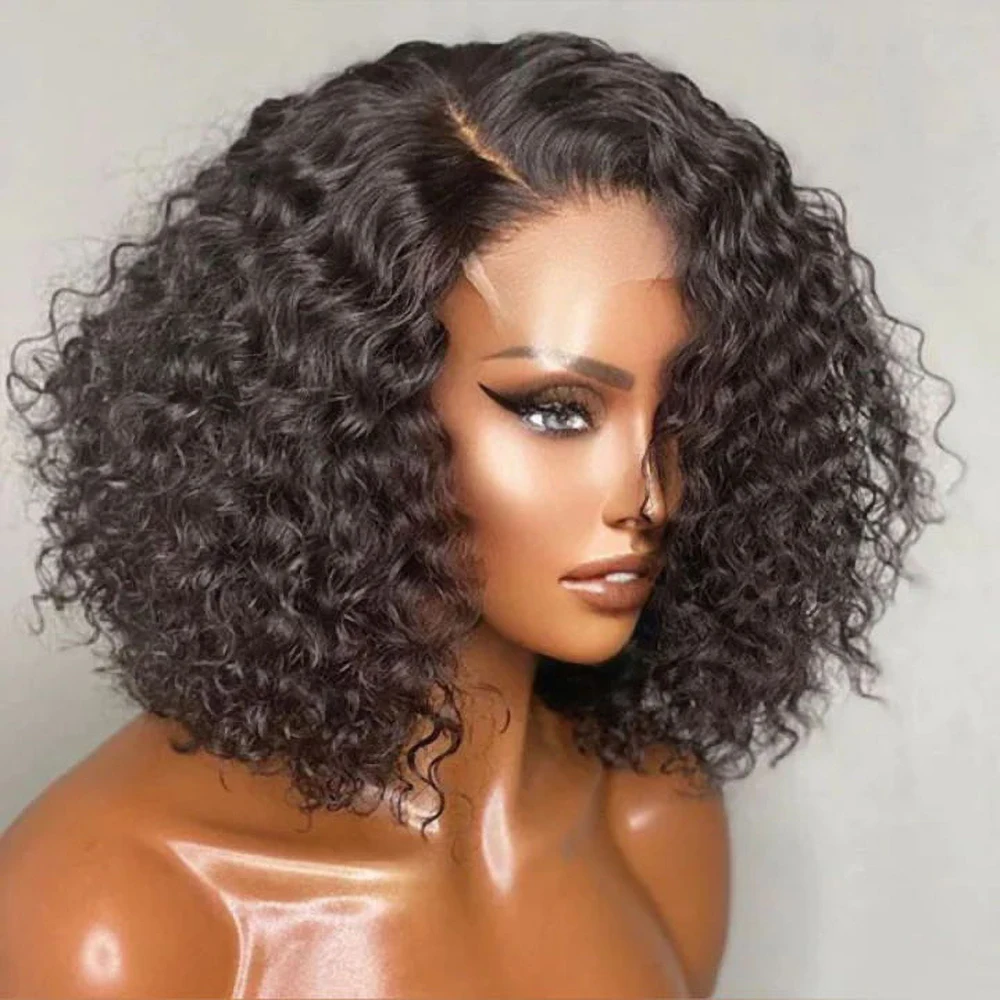 

Short Bob Human Hair Wigs 13X4 Lace Frontal Wig For Women Brazilian Curly Transparent Lace Front Wigs Preplucked Closure 4x4 Wig