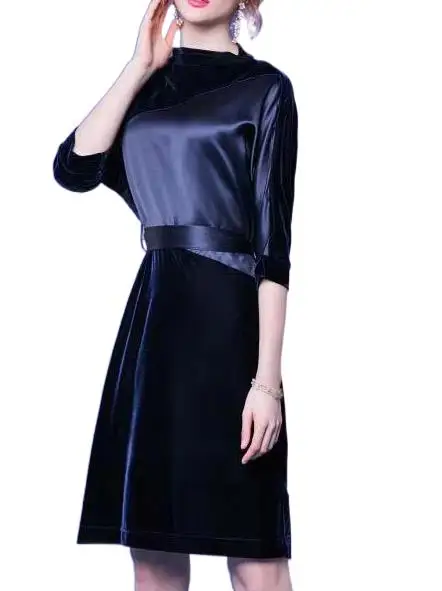 

2023 Women's Clothing Pleuche Patchwork Dress