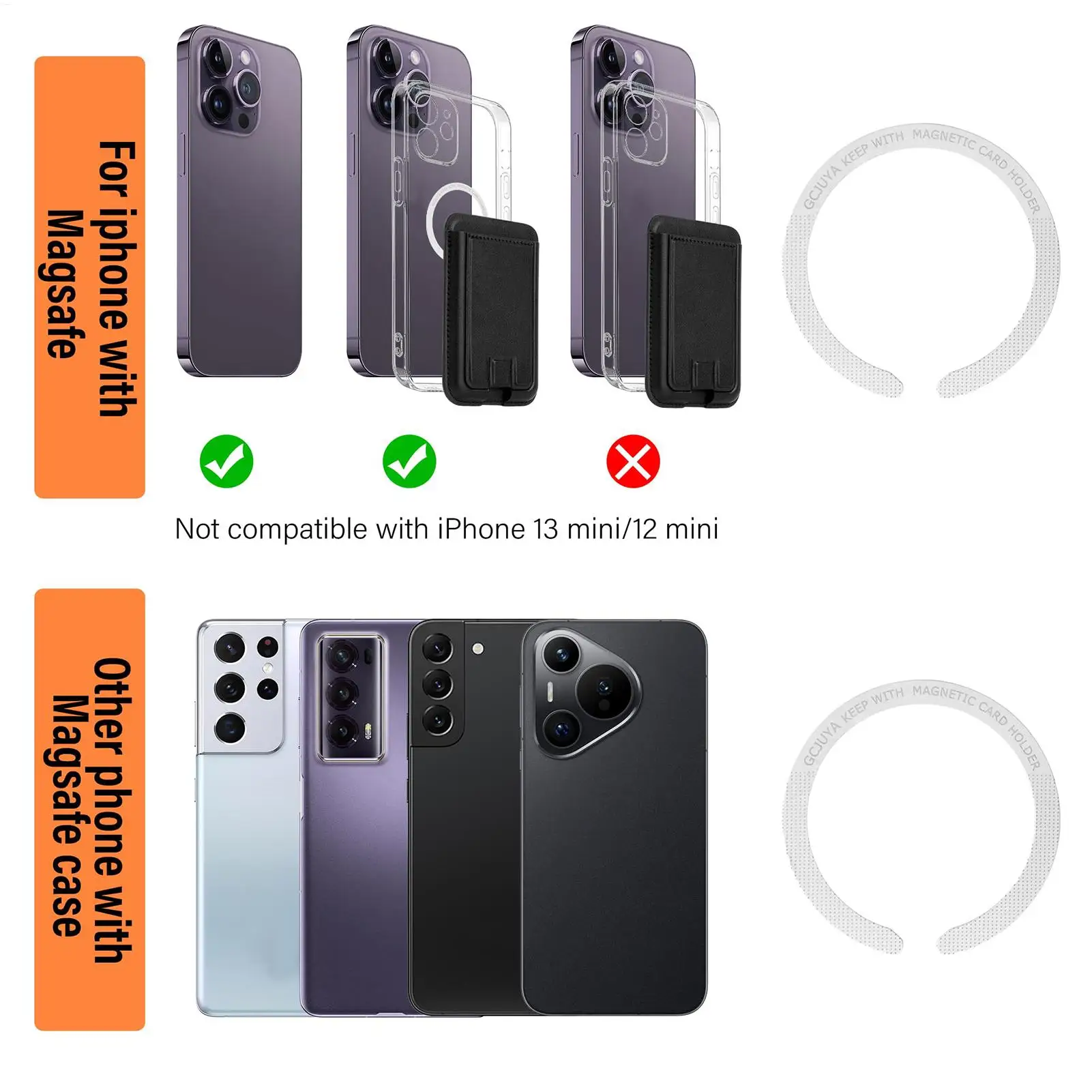 Magnetic Phone Card Holder Magnet Card Holder for Phone Case Mount Portable Mobile Accessories for Credit Desk Travel Men