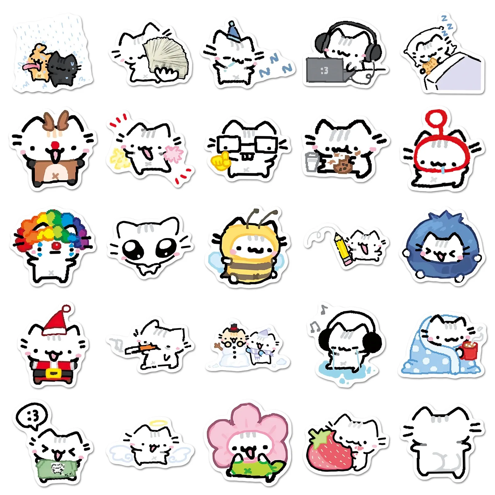 50pcs 귀여운 포키 고양이 스티커 카와이 동물 밈 그래피티 데칼 수하물 노트북 전화 기타 자동차 자전거 스케이트 보드 스티커