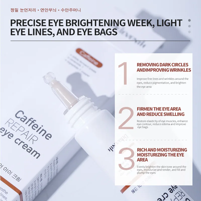 DElevinth Caffeine REPAIR Eye Cream Peptide Repair and Remove Bags, Black Circles and Firming