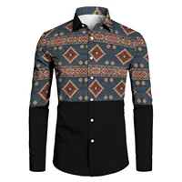 Aloha Hawaiian Shirt Men's Casual Long Sleeve Ethnic Aztec Printed Tropical Aloha Indian Blouse Shirts Holiday Camisa Hawaiana - Image 4