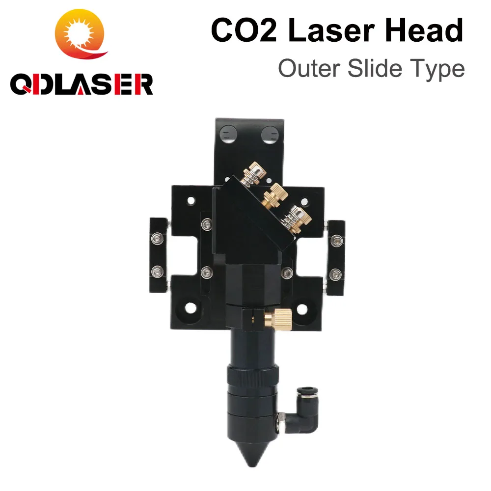 

QDLASER New Arrival CO2 Laser Head for Dia.20mm FL 50.8/63.5mm Lens D25mm Mirror Outer Slider Type with Air Assist Nozzle