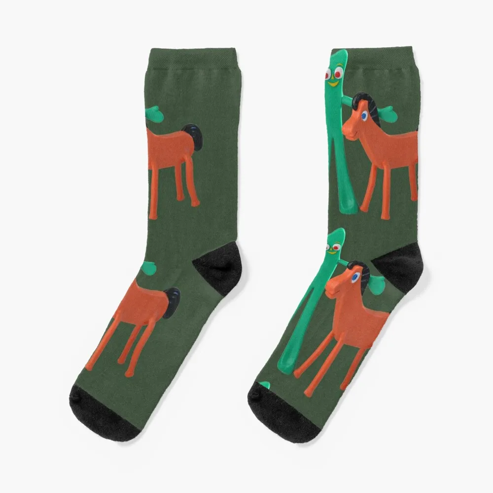 Gumby and Pokey cartoon art Socks heated football christmas gifts Socks Women Men's настольная игра chicco christmas gifts 3г