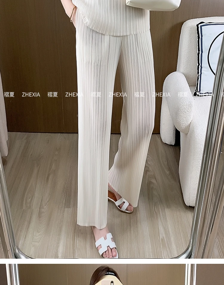 Miyake Pleated Loose Plus Size Pants Female 2025 Summer New High-end Thin Wide-leg Casual High Waist Pleated Straight Pants Thin