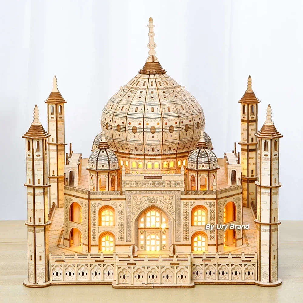 Puzzle en bois 3D avec lumière pour enfants et adultes, maison, château  royal, Taj Mahal, jouet d'assemblage, kits de modèles de bricolage,  décoration de bureau, cadeaux