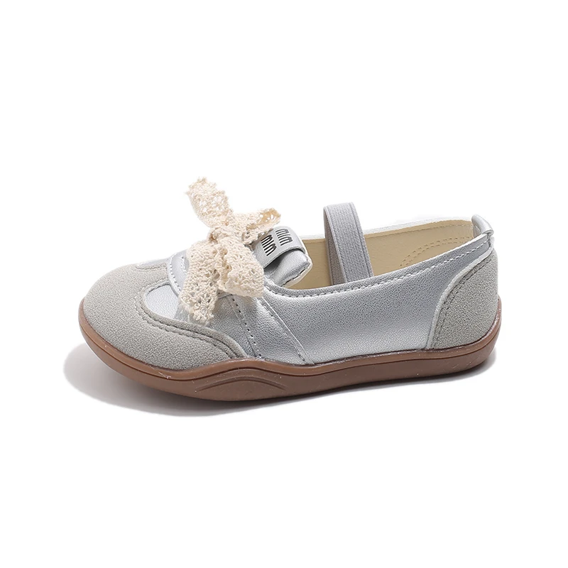 Girl Leather Shoes Children Casual Sneakers Breathable Slip-On Soft Flats Kids Bow Wedding Dress Shoes Princess Ballerinas Shoes 6