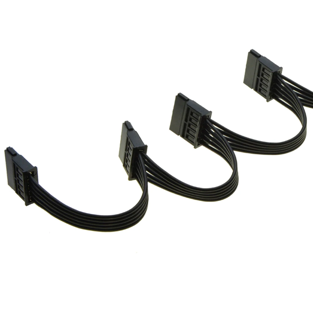 1 to 4 ways 15Pin Sata Power Supply Male to Female Extension Cable Splitter For HDD SSD bay PC Server  SATA Port Multiplier — view 3