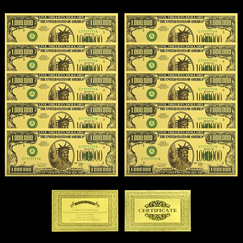 EUA Estátua da Liberdade Notas de Ouro, Um Milhão de Dólares Notas, Estátua  Presidencial, Notas Comemorativas, Decoração - AliExpress
