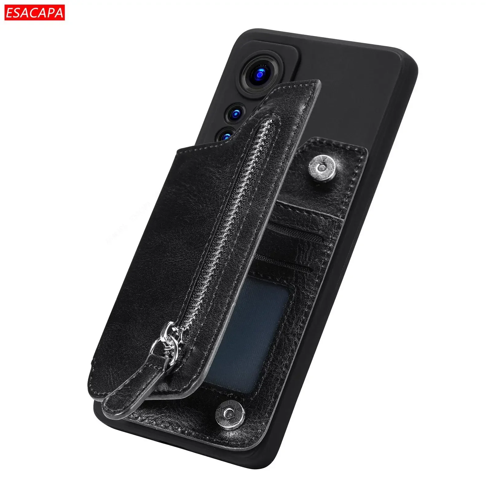Zipper Wallet Leather Phone Case with Card Holder and Purse Compartment