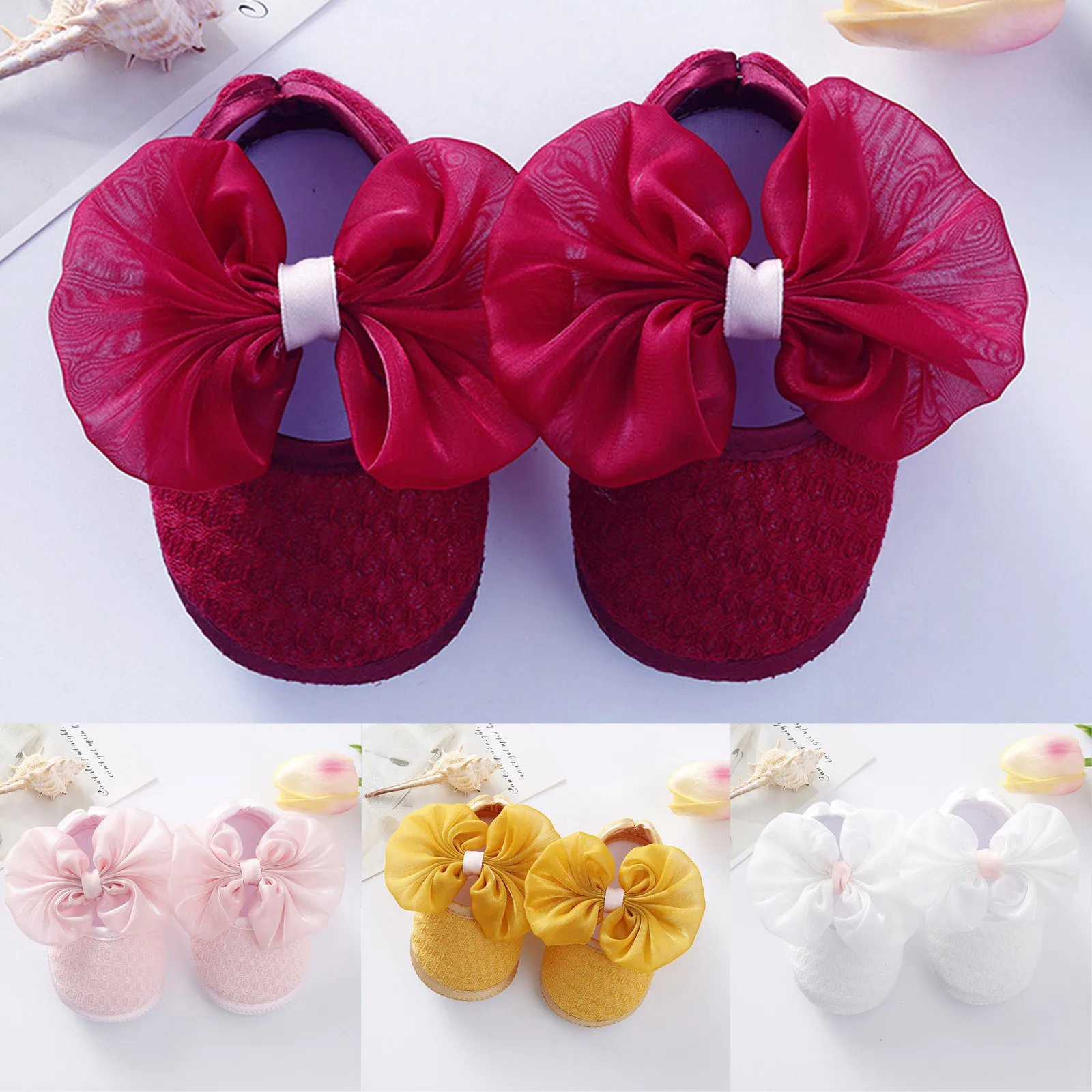 2022 Baby Girls Toddler Baby Princess Shoes Cute Flowers Sandals Walking Shoes Girl Bowknot Sneaker Newborn Flats Girls Gift 1