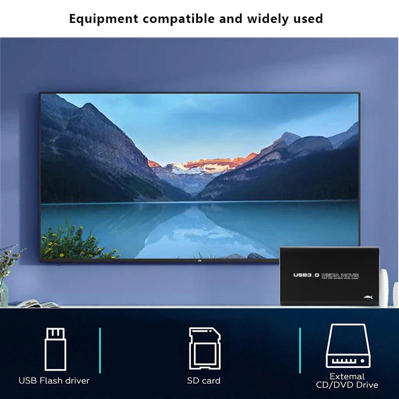 Media Player 4K USB3.0 HDD Media Player Full HD H.265 Media Player Center with Auto Play For USB OTG SD AV TV AVI RMVB RM PPT SPDIF USB Hard